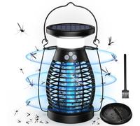 Lampe Moustiques,Solaire Lampe Anti Moustique UV 3 en 1 Anti Moucherons Electrique Exterieur Interieur,USB Rechargeable Appareil Tue Mouche Electrique 360° Attrape Mouche Insecte (Noir)