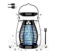 Lampe Moustiques,Solaire Lampe Anti Moustique UV 3 en 1 Anti Moucherons Electrique Exterieur Interieur,USB Rechargeable Appareil Tue Mouche Electrique 360° Attrape Mouche Insecte (Noir)