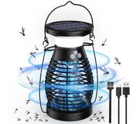 Lampe Moustiques,Solaire Lampe Anti Moustique UV 3 en 1 Anti Moustique Electrique Exterieur Interieur,USB Rechargeable Appareil Anti Moustique 360° Anti Mouche Insecte Tue Mouche (Noir)