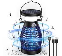 Lampe Moustiques,Solaire Lampe Anti Moustique UV 3 en 1 Anti Moustique electrique exterieur interieur,USB Rechargeable Appareil Anti Moustiques 360° Anti Mouche Insecte Tue mouche (avec éclairage LED)