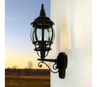 Lampe Mur Noir Verre Aluminium E27 IP23 Maison Cour Rustique Wandleuchte