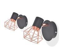 Lampe murale 2 pcs E14 Noir et Cuivre