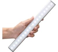 Lampe Murale À 18 Led - Rechargeable - Usb - Détecteur De Mouvement Avec Capteur - Avec Interrupteur - Lumière Portable - Veilleuse - Sans Câble - Magnétique - Barre Lumineuse (Argenté)