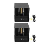 Lampe murale à LED 2 pack 6W Square Murce Sronce White White éclairage vers le bas Angle de poutre réglable Capteur de mouvement du corps humain Induction Base magnétique pour le (Noir)