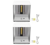 Lampe murale à LED 2 pack 6W Square Murce Sronce White White éclairage vers le bas Angle de poutre réglable Capteur de mouvement du corps humain Induction Base magnétique pour le (Blanc)
