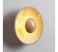 Lampe Murale à LED en Pierre Naturelle Round Wood Bood pour Chambre et Salon d'éclairage de Chevet durecage de Moon de Conception de la Lune décor Rustique des Lampes
