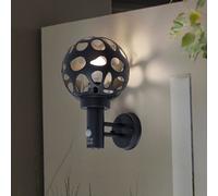 Lampe d'extérieur avec détecteur de mouvement applique anthracite avec détecteur de mouvement Applique d'extérieur boule d'extérieur, design trou, acier inoxydable ALU, H 32,7 cm