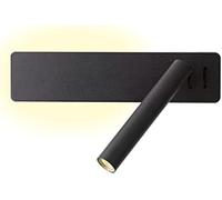 Lampe Murale Applique de chevet avec spot réglable pour chambre à coucher, lampes de lecture LED rotatives avec 2 interrupteurs, lumière blanche chaude 3000 K, éclairage mural en métal pour lit, hôtel