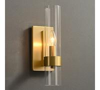 Lampe Murale Applique murale rétro en laiton, applique murale nordique en verre de salle de bains, verre de cristal doré, applique murale avec base E14, lampe murale noire pour chambre à coucher, salo