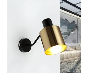Lampe murale avec bras Applique intérieure Palermo en métal laiton noir design industriel E27 Spotidéal pour le salon cuisine
