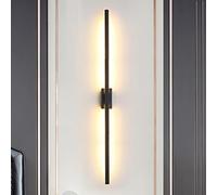 Lampe Murale avec Lignes Blanches Chaudes, Lampe Murale d'intérieur pour Salle de Bain, Miroir Avant pour la Vie (Taille : 80 cm, Couleur : Noir)