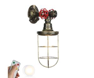 Lampe Murale Barn Light Applique Murale à Piles Cage en Métal Vintage Farmhouse Appliques Murales Rechargeables sans Fil pour Tête de Lit de Chambre