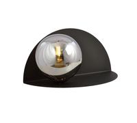 Lampe Murale Boule Abat-Jour B: 30 Cm Métal Verre Fumé E14 Noir Gris