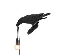 Lampe murale corbeau noir sur perchoir, décoration gothique occulte aille unique Noir