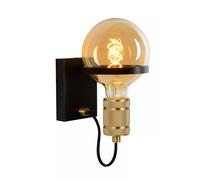 Lampe Murale Cuisine Métal Noir Or H:21,8 Cm E27 Salon Applique Vintage