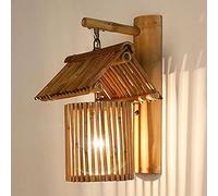 Lampe Murale d'art de Bambou rétro, Lampe personnalisée, utilisée pour Bed and Breakfast Bar Lampe de Table Salon Balcon Salle de Salle à Manger Applique Murale, 40 * 22cm (Color : Wood Color)