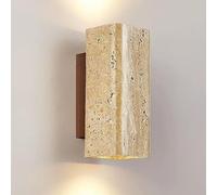 Lampe murale de haut en bas du mont Mourir, lampe murale en travertin jaune naturel, les appliques murales de base en bois massif wabi-sabi Japonais, Corridor intérieur de chambre à coucher Éclairage