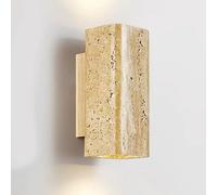 Lampe murale de haut en bas du mont Mourir, lampe murale en travertin jaune naturel, les appliques murales de base en bois massif wabi-sabi Japonais, Corridor intérieur de chambre à coucher Éclairage