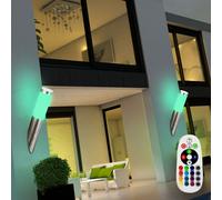 Applique murale LED, dimmable avec télécommande, applique murale d'extérieur, lampe de jardin en acier inoxydable, changement de couleur RVB, aspect torche, 8,5W 806lm blanc chaud, DxH 7,6x40 cm, lot