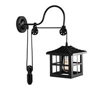 Lampe Murale de Maison en Fer au Design créatif, Roue de Levage réglable, Applique Murale Rustique, rétro, Restaurant, Ferme, Cuisine, café, Bar, décoration, Lanterne Murale E27