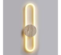 Lampe murale décorat lampe murale, la lumière murale à LED ovale créative, appliques murales au chevet en travertin naturel avec tube de lumière en acrylique, lanterne murale japonaise Wabi-Sabi pour