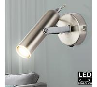 Spot mural LED éclairage intérieur avec spot mobile, chrome nickel mat, LED 1x 4 watts, HxLxP 16,5x8,5x14 cm