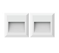 Lampe murale d'extérieur Lampe d'escalier LED Lampe d'escalier blanche Lampe de terrasse, plastique, 2W 60lm blanc chaud, LxH 12,4x12,4 cm, lot de 2