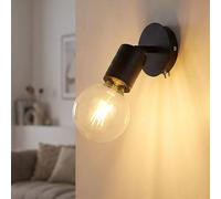 Lampe Murale Éclairage de Couloir Spot E27 Pivotant Aluminium Noir H 14,5 CM