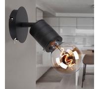 Lampe Murale Éclairage de Couloir Spot E27 Pivotant Aluminium Noir H 14,5 CM