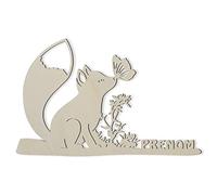 Lampe Murale En Bois Gravé - Veilleuse Déco Renard Avec Prénom Personnalisable - Idée De Cadeau Pour Anniversaires, Baptêmes, Naissance