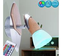 Applique en bois spot de télécommande de salon mobile dimmable dans un ensemble comprenant des ampoules LED RVB