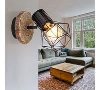 Applique murale applique couloir lampe spot spot spot salon, spot mobile, aspect bois métal noir, 1x douille E27, DxHxÜ 13x18,5x19,5cm
