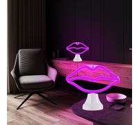 Applique murale LED Kissing Mouth, lampe de table, lampe décorative rose fluo, avec USB, LxH 24x19,5 cm, lot de 2