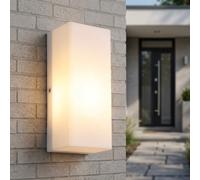 Lampe Murale Extérieur Globo, Wandleuchte Façade Blanche LED 1 ampoule H 25 cm