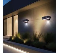 Applique murale, lampe d'extérieur, éclairage de façade, lampe de porte d'entrée LED, éclairage vers le bas, aluminium gris, LxH 22x5,6 cm, lot de 2