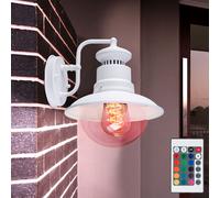 Applique d'extérieur LED à intensité variable avec télécommande, lampe de porte d'entrée, éclairage de façade, lanterne murale blanche, RVB changeant de couleur, 8,5 W 806 lm, blanc chaud, LxHxP 21,5