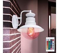 Applique d'extérieur LED à intensité variable avec télécommande, lampe de porte d'entrée, éclairage de façade, lanterne murale blanche, RVB changeant de couleur, 8,5 W 806 lm, blanc chaud, LxHxP 21,5