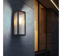 Applique extérieure Lampe de façade Lampe de porte d'entrée Applique noire Lampe de terrasse, verre satiné transparent, 1x E27, LxH 12x32 cm