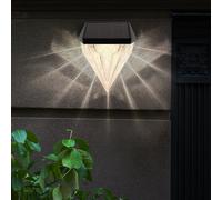 Applique extérieure solaire décoration jardin applique murale LED extérieur, cristaux, design diamant, blanc chaud, LxH 9,8 x 12 cm