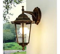 Lampe murale extérieure en verre et aluminium cuivre antique, IP44 pour porte d'entrée et terrasse, largeur 17 cm, E27, lanterne rustique, éclairage extérieur nostalgique PARIS