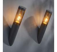 Lampe Murale Extérieure Globo, Applique Anthracite IP44, 1 Ampoule E27, 2er Set