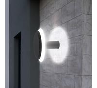 Applique murale d'extérieur, applique d'extérieur, spot mural en aluminium, gris opale, 1x LED 4,5 watts 320 lumens blanc chaud, DxD 20x13,7 cm