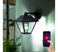 Lampe Murale Extérieure Lanterne Smart LED Dimmable Verre Noir Alu Tdc App RGB