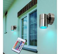 Applique murale à intensité variable avec télécommande Lanterne murale LED lumière extérieure lampe de porte d'entrée lampe de jardin, RVB changement de couleur, 4W 300lm blanc chaud, DxH 8,5x11,8 cm,