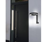 Applique murale d'extérieur Applique LED en aluminium et plastique, éclairage d'extérieur gris satiné, design anneau, 1x LED 6 watts 280 lumens blanc chaud, HxLxP 20x22x22,5 cm