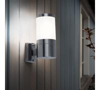 Applique murale d'extérieur en acier inoxydable, éclairage d'extérieur, lampe de porte d'entrée, applique de jardin, lampe de façade blanc argenté, métal plastique, 1x E27, PxHxP 10,2x24x15,5 cm