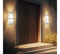 Applique d'extérieur, lampe de porte d'entrée, lampe de terrasse en acier inoxydable, lampe de façade, lampe de jardin LED, 9W 810lm blanc chaud, L x H 10 x 32 cm, lot de 2