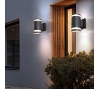 Lampe Murale Extérieure Terrasses Haut Bas Luminaire de Façade Anthracit 2er Set