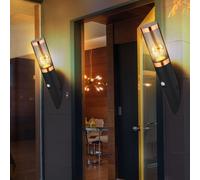 Lampe Murale Extérieure Torche Inox E27 Noir Fumée Détecteur de Mouvement 2x