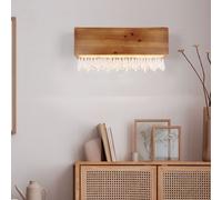 Applique lumineuse en bois, lampe de couloir, lampe de salon, applique murale LED avec cristaux, 12W 430lm blanc chaud, LxH 37 x 17 cm
